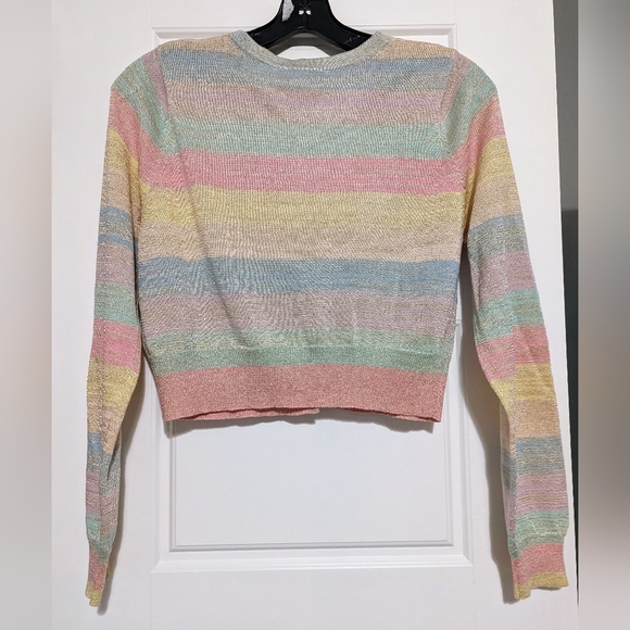 LoveShackFancy Asteria Stripe Crop Cardigan - Picture 2 of 6